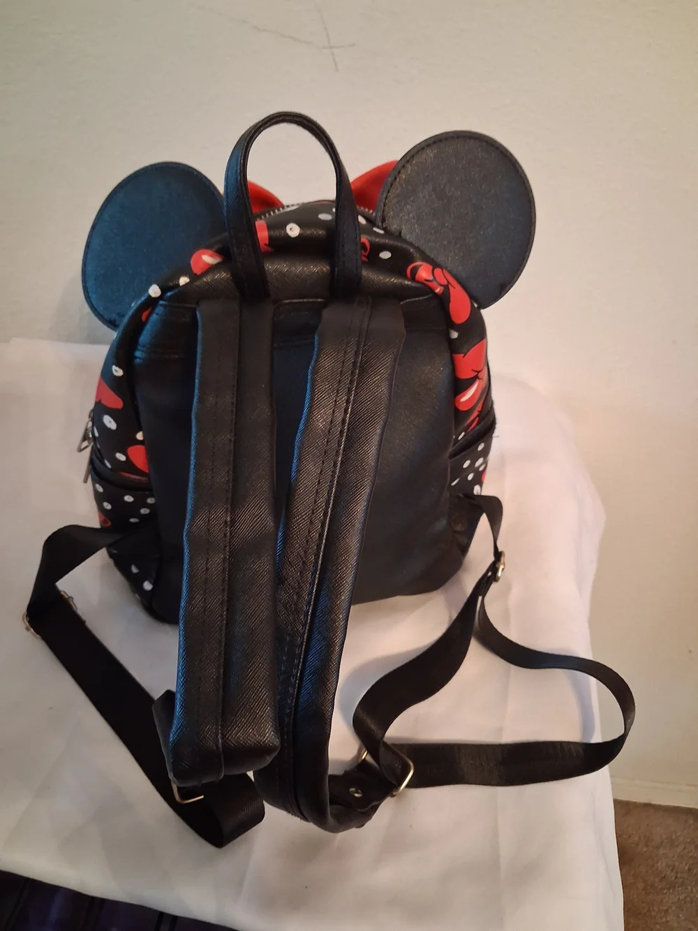 Disney Minnie Mouse Mini Backpack - Black & Red Bow Print